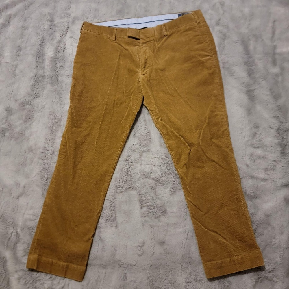 Polo Ralph Lauren Pants Mens 38x29 (Fit 36x28) Brown Corduroy Slim Stretch Chino